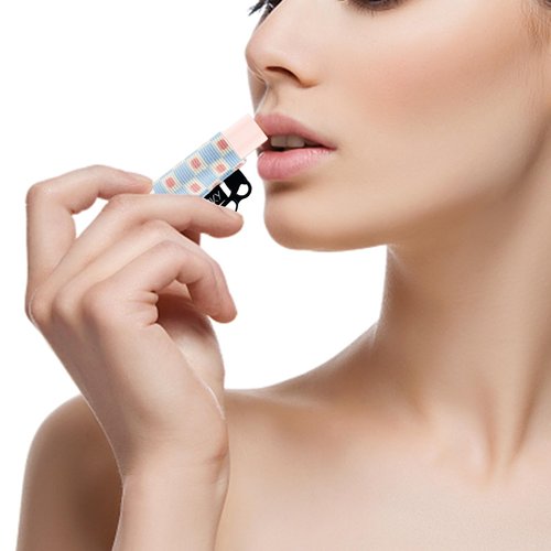 Msriky 5Pcs Lip Balm Holder Keychain Clip on Chapstick Lipstick Keychain Sleeves(Triangle)