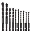 10pcs Black Concrete Drill Bit Set, Mgtgbao Tile Drill Bits Carbide Tip for Glass, Brick, Tile, Concrete, Plastic,Ceramic and Wood with Size 4mm,5mm,6mm,8mm,8mm,10mm,12mm