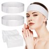 Noverlife 100PCS Disposable Spa Facial Headbands, Elastic Headband Wrap with Adjustable Magic Tape, Stretch Non-Woven Facial Bandeau, Soft Skin Care Essential Headband with Convenient Closure