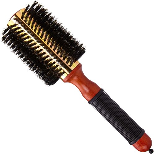 Medium Round Blow Dry Brush - Boar Bristle, Thermal Metal Barrel, Professional Anti-Static Roller Hair Brush for Styling and Blow Drying - Bonus Sectioning Pick - 16 Row, 2.75” - By Cantor