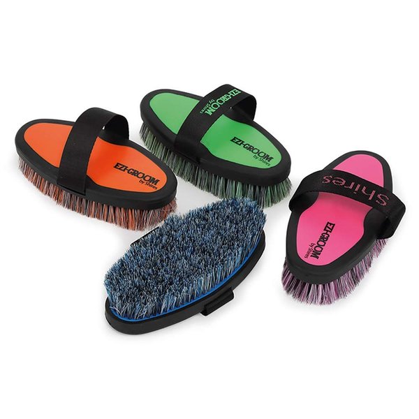 Shires Equestrian Ezi-Groom Grip Horse Body Brush (Bright Pink)