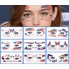 4th of July Face Tattoo Stickers for Kids Adults, 10 Sheets Independence Day Temporary Tattoo Red White Blue USA Flag Patriotic Party Supplies Fake Tattoos for Eye Makeup Face Decor