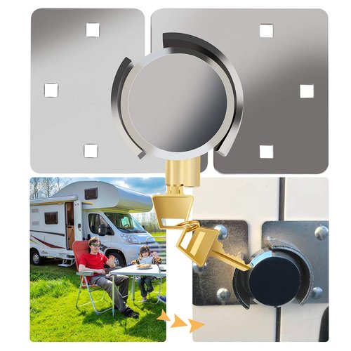 POLARPRA Hidden Shackle Padlock Set Keyed Alike with Hasp, Steel Chrome Coating with 2Keys and 6Pcs Original Fixed M8×80MM Bolts+Screws Ideal for Trailer, Vans, Gates, Easy to Install (2-Pack)