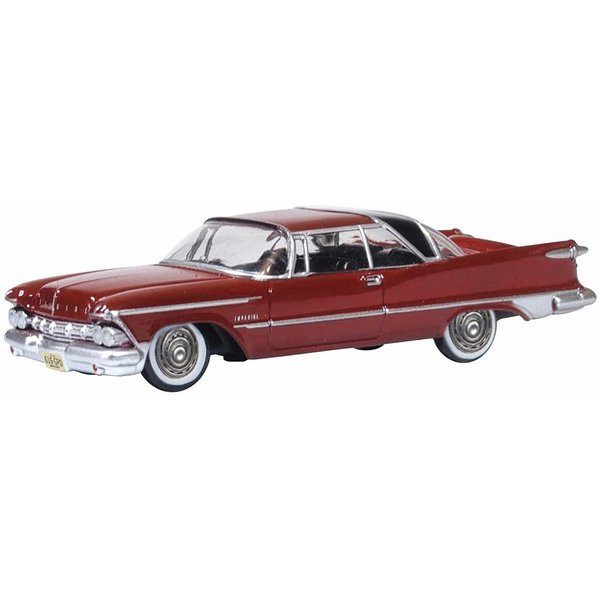 1959 Chrysler Imperial Crown 2 Door Hardtop Radiant Red with Black Top 1/87 (HO) Scale Diecast Model Car by Oxford Diecast 87IC59003