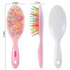 OneDor Rainbow S-Curve Ball tipped Air Volume Paddle Hair Brush with Flexible Cushion Base for Hair | Detangling Comb (2 Set - Pink)