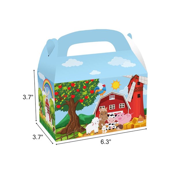 CIEOVO 24 Pack Farm Animals Party Goodie Gift Boxes, Farm Animals Paper Gift Boxes Bags for Barnyard Farm Animal Theme Boys Girls Birthday Baby Shower School Activities Party Supplies Decoration