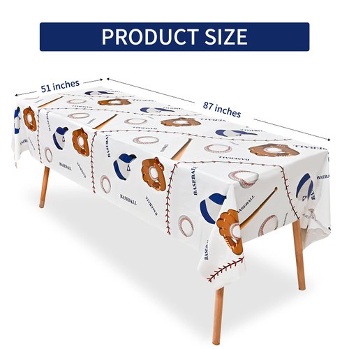 Lecferrarc 2 Pcs Baseball Tablecloth Baseball Plastic Table Cover 87 x 51 Inches Baseball Party Table Covers for Baseball Theme Birthday Party Decorations