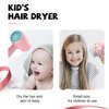 FeeKaa Kids Hair Dryer, Pink, 500 Watt, Lightweight, Gentle Heat, Safe for Kids, Anti-Scald Design