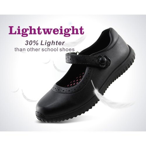 JABASIC Girl's Mary Jane School Uniform Shoes (2,Black)