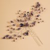 Teyglen Bridal Rhinestones Hair Pins Rhinestones Crystals Wedding Bride Hair Accessories Gold Silver Purple Blue Rhinestones Hair Pieces for Women (Purple)