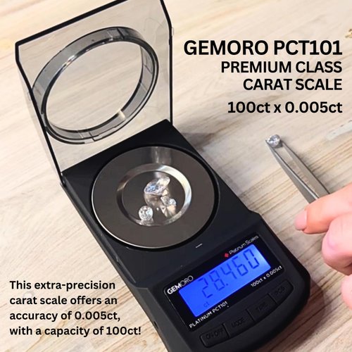 GemOro Platinum PCT101 Mini Carat Scale | Precise Jewelers Premium Class Weigh Gemstones & Diamonds | Digital Precision Tool Expert Professional Reading & Accuracy 100ct x 0.005ct Readability (Black)