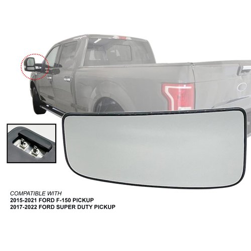 APA Replacement Towing Mirror Glass Lower Heated with Base fits 2015-2021 F150 2017-2022 F250 F350 F450 F550 Driver Left Side FL3Z17K707V