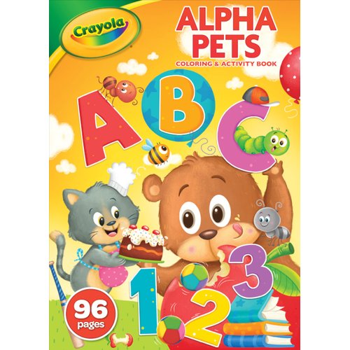 Crayola Alpha Pets Coloring Pages and Stickers, Number & Alphabet Coloring Book, Gift for Kids, 96 Pages