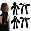 4Pcs Velvet Bow Hair Ties, BetterJonny Long Velvet Elastic Bow Tie Ribbon Elegant Hair Rope Hair Styling Accessories Twisted Criss Cross Knotted Hairband Long Tail Bow Hair Scrunchies for Women Girls