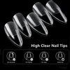 AddFavor 600pcs Almond Nail Tips, Medium Gel x Nail Tips Almond Clear Fake Nails Full Cover Acrylic Gel x Nails for Salon and Home Manicure 12 Sizes