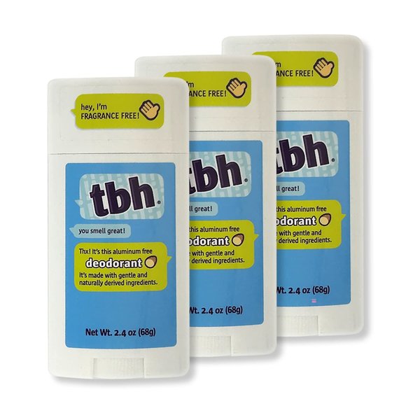 TBH Kids Deodorant - Unscented Deodorant for Kids, Made with Natural Ingredients in the USA - Aluminum Free Deodorant for Girls and Boys (3 Pack)