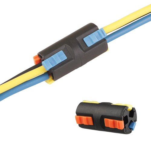 Brightfour Lever Wire Connectors 3 Port, Cylindrical 3 Wire Automotive Electrical Connectors for AWG 16-20, Reusable Electric Connectors for Wiring, Black 10 PCS