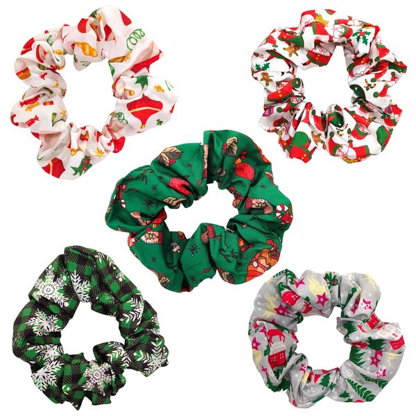 Christmas Hair Ties Elastics Lattice Snowflakes Hair Scrunchies Ponytail Holder Christmas Tree Santa Claus Hair Accessories for Women Girls Silk Hair Band Ropes Festival Party Favor