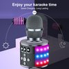 BONAOK Bluetooth Wireless Karaoke Microphone with LED Lights,4-in-1 Portable Handheld Mic with Speaker Karaoke Player for Singing Home Party Birthday Gift for Kids Adults Girls Q78(Space Gray)