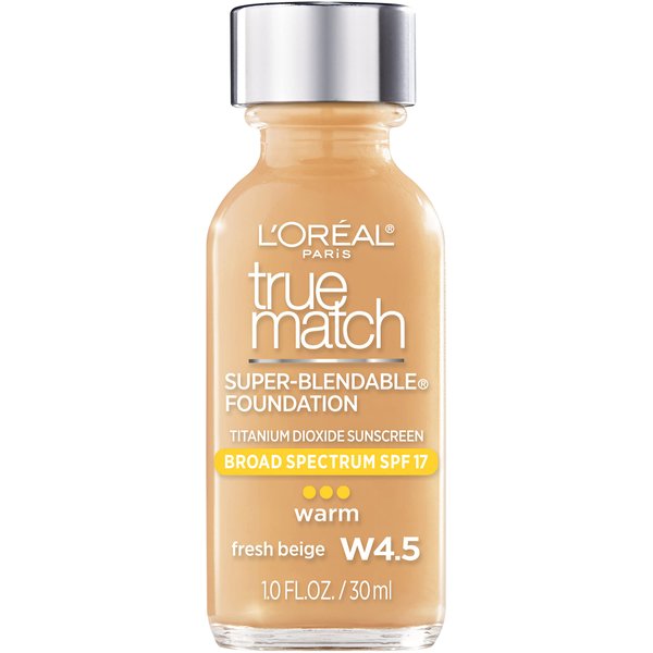 L'Oreal Paris Makeup True Match Super-Blendable Liquid Foundation, Fresh Beige W4.5, 1 Fl Oz,1 Count