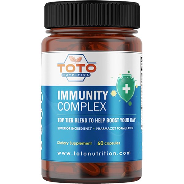 TotoNutrition Immunity Support Booster with Vitamin C, D, Elderberry, Echinacea, Zinc, Quercetin, Curcumin, Ginger, B Vitamins Supplement, Vegan, Gluten Free, No Gelatin