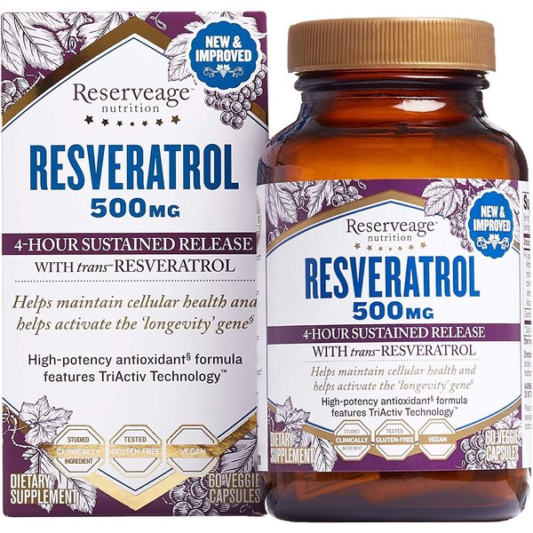 Reserveage Beauty, Resveratrol 500 mg, Antioxidant Supplement for Heart and Cellular Health, Supports Healthy Aging and Immune System, Paleo, Keto, 60 Capsules