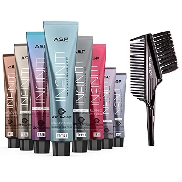 ASP Affinage INFINITI Ultra-Low Ammonia Permanent Hair Color Dye Haircolor w/Shea Butter & Argan (w/Sleek 3-in-1 Brush Comb) Infinity Intelligent Colour (5.3 Light Golden Brown)