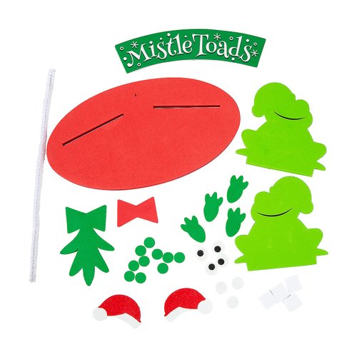 Green & Red 3D Foam Mistle Toads Christmas Craft Kit - 7.25" x 4" x 6.5" (Set of 12) - Ideal for Holiday Decorations & DIY Projects