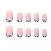 BABALAL Round Press on Nails Short Fake Nails Cow Print French Tip Glue on Nails 24Pcs Oval Acrylic Nails for Women and Girls
