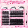 Eefofnn Lash Clusters Kit Fluffy Lash Extension Kit 300 pcs Eyelash Clusters Thick 60D+80D+100D Cluster Eyelash Extensions with Bond and Seal Glue Mixed Styles D Curl Individual Lashes Kit