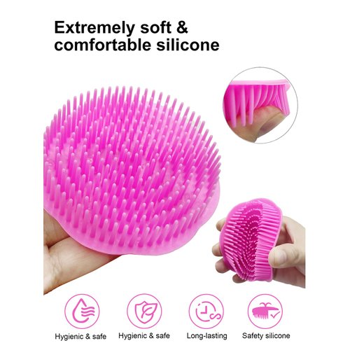 Kissfee Hair Scalp Massager Shampoo Brush Soft Scalp Scrubber for Dandruff, 2 Pack (Pink and Purple)