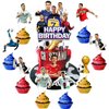 25pcs Soccer Themed Birthday Party Supplies Cupcake Toppers, Soccer Birthday Party Decorations, Soccer Cake Decorations, Cake Topper for Soccer Boys Birthday Party Decorations