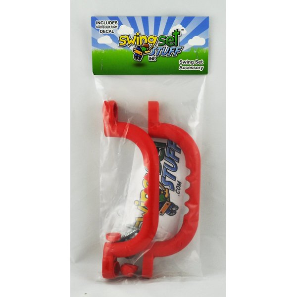 Swing Set Stuff Playground Handles with SSS Logo Sticker, Red, 10"