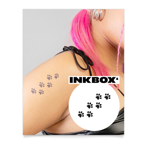 Inkbox Temporary Tattoos, Semi-Permanent Tattoo, One Premium Easy Long Lasting, Water-Resistant Temp Tattoo with For Now Ink - Lasts 1-2 Weeks, Paw Prints Tattoo, Canine, 3 x 3 in