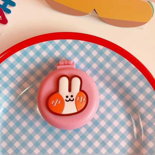 Pink Rabbits Mini Hair Brush for Purse, Pocket Hair Brush with Mirror for Girls, Cute Portable Foldable Travel Mirror Hair Brushes Round Hair Comb Compact Massage Comb, Hair Brushes (2H972)