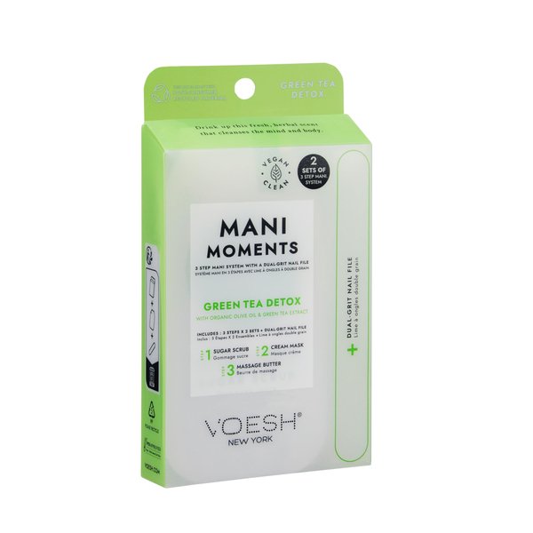 VOESH Mani Moments, Two Sets of Mani in a Box 3 Step + Nail File, Green Tea Detox, Manicure Kit, Manicure Prep, Nail Kit, Nail Care, Hand Care, Nail Supplies, Home Manicure