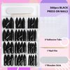 AddFavor 360pcs Almond Press on Nails Short Fake Nails, Black Short Almond Nails Press on Acrylic False Nail with Glue Adhesive Tabs for Women Girls