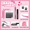 DIY Lash Extension Kit for Travel Lash Clusters Kit with 48 Pcs Lash Clusters Lash Bond and Seal Lash Remover Eyelash Applicator DIY Lash Travel Kit Convenient for Use Anywhere(Chic Kit)