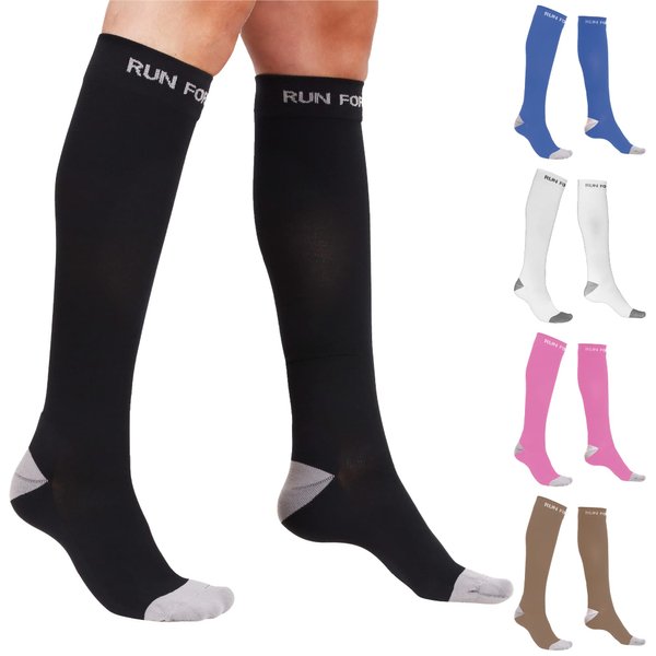 Compression Socks for Men & Women 20-30mmHg Medical Grade Graduated Stockings (Black, XL)