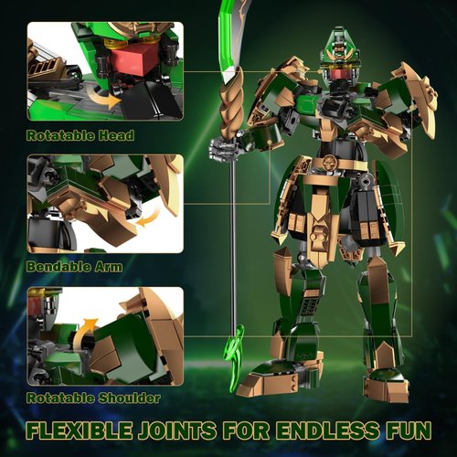 JMBricklayer Mecha Robot Building Blocks 70125, Flexible Cool Warrior Hero Model Kit, Collectible Action Figures Mech Toy Gifts for Adults Kids Age 8 9 10 11 12 13 14+, Construction Set(744 Pieces)