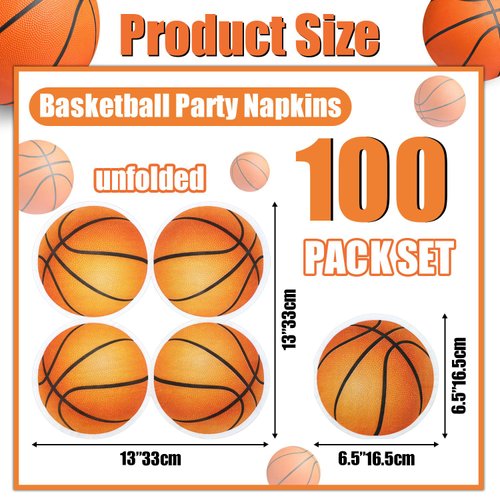 100Pcs Basketball Napkins Basketball Shaped Paper Napkins Basketball Party Favors for Sport Party Baby Shower Birthday Party Basketball Themed Party Supplies