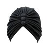 Luxury Divas Black Terry Cloth Turban Head Wrap With Button Detail