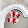 Y2K Press on Nails Medium Almond MABKJLF French Tip Fake Nails Wine Red Full Cover Red Star False Nails with Designs Glossy Glue on Nails Acrylic Nails Manicure Artificial Nails for Women Girls 24Pcs