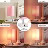 Ambimall Touch Control Table Lamp with 2 USB Charging Ports, 3 Way Touch Lamps Beside Desk, Nightstand Lamp for Bedrooms Living Room, Pink Shade with White Base, LED Bulb Included(Pink)