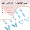 BABALAL Coffin Press on Nails Long Fake Nails Glossy Blue Glue on Nails Butterfly Ballerina Acrylic Nails 24Pcs Rhinestones Manicure Thanksgiving Stick on Nails for Women and Girls