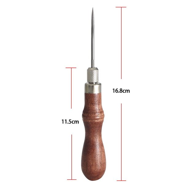 DIY 4 in 1 Adjustable Wood Handle awl Repair Tool Stitcher Sewing Awl Hand Stitcher Repair Tool Kit for Leather