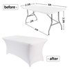 Peomeise 6FT Spandex Table Cover Rectangular Stretch Spandex Tablecloth (White,6FT)