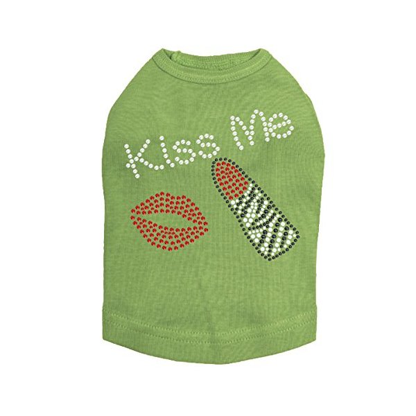 Kiss Me (Lips and Lipstick) Dog Shirt 3XL Lime Green