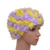Medifier Lace Vintage Swim Cap Floral Petal Retro Style Bathing Caps for Women Rose Purple and Yellow