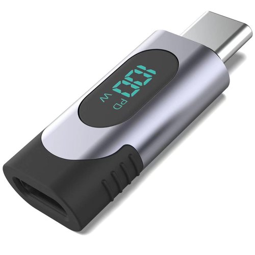 HIEbee USB C Adapter, 100W Type C Female to Male Extension With Power Meter Tester, Digital Display for iPad Pro, iPhone 15 Pro Max, MacBook Pro, Laptop and All C Cable